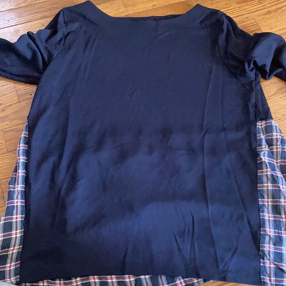 LOFT plaid mixed media top - Picture 10 of 12